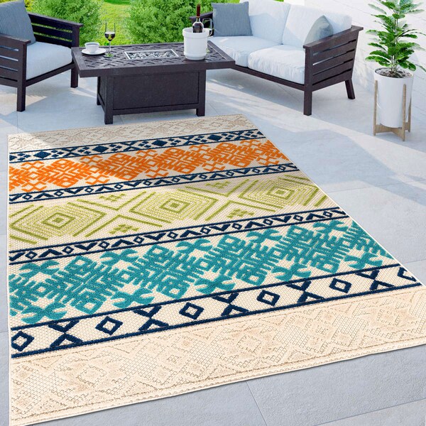 World Rug Gallery Palm Frond Floral Indoor/Outdoor Area Rug 5'x7' Multi Area Rug 5555MULTI5X7 - main